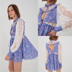 FOR LOVE & LEMONS April Floral Long Sleeve Minidress Size XS